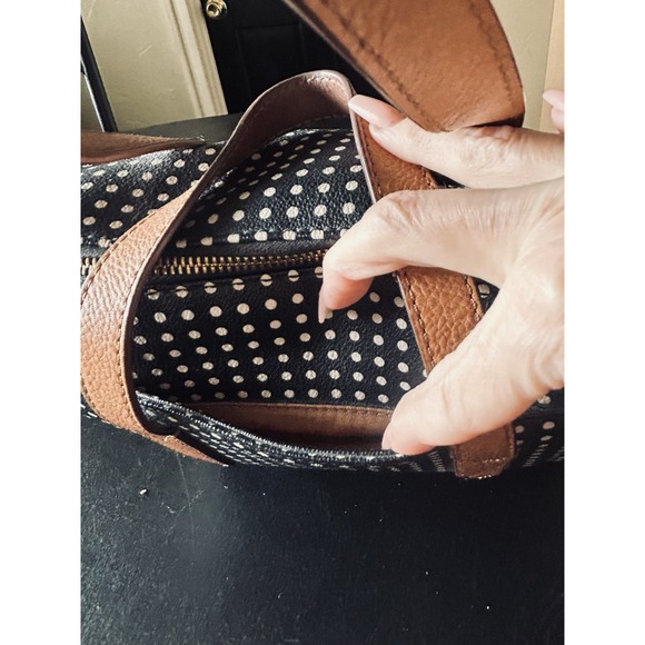 Fossil Sydney Satchel Black & Cream Polka Dot Small Hand Bag Purse Shoulder Bag - Picture 11 of 14